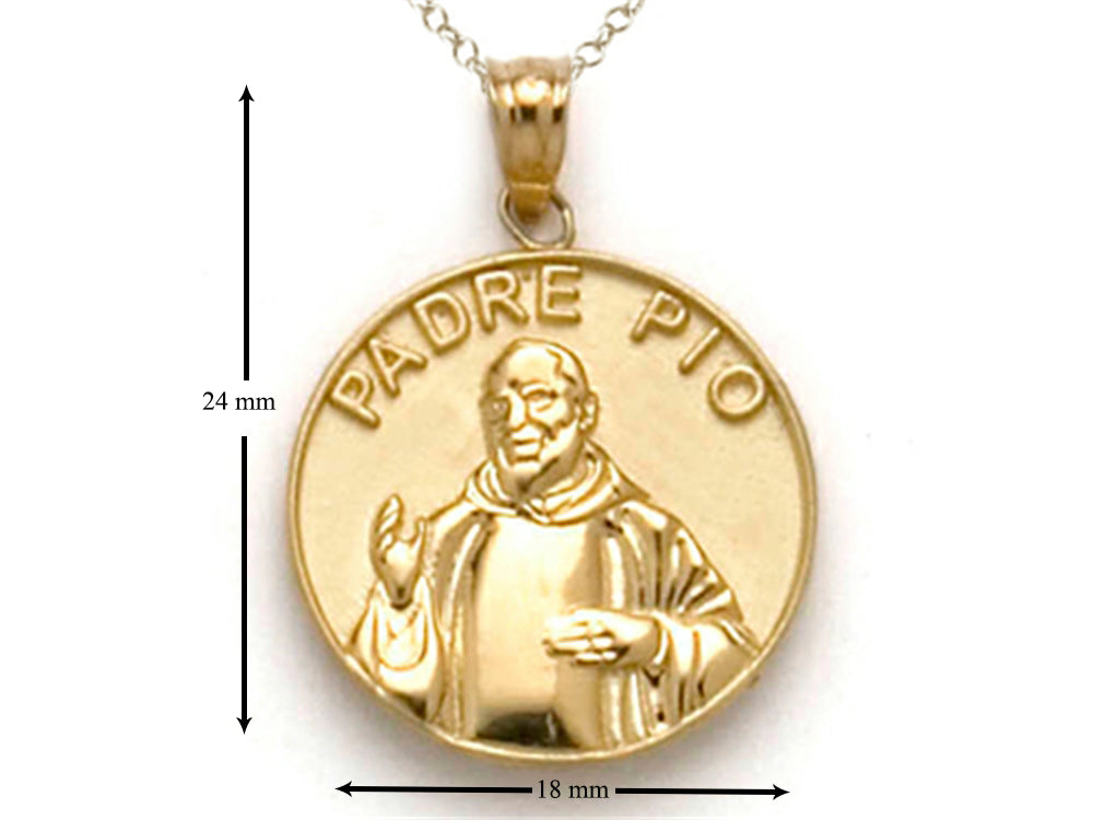 Finejewelers 14k Yellow Gold Padre Pio Medallion Pendant Necklace - Chain Included