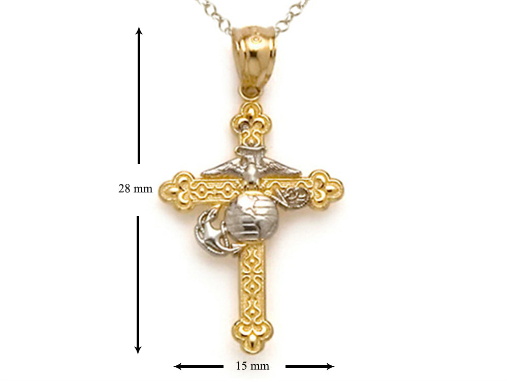 Finejewelers 14k Two Tone Gold Small Fancy Marine Cross Pendant Necklace - Chain Included