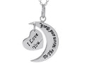 Sterling Silver I Love You to the Moon and Back Heart Pendant Necklace 18 inch adjustable w/ Chain