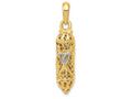 FJC Finejewelers 14k Yellow Gold with Rhodium Mezuzah with Shin Charm