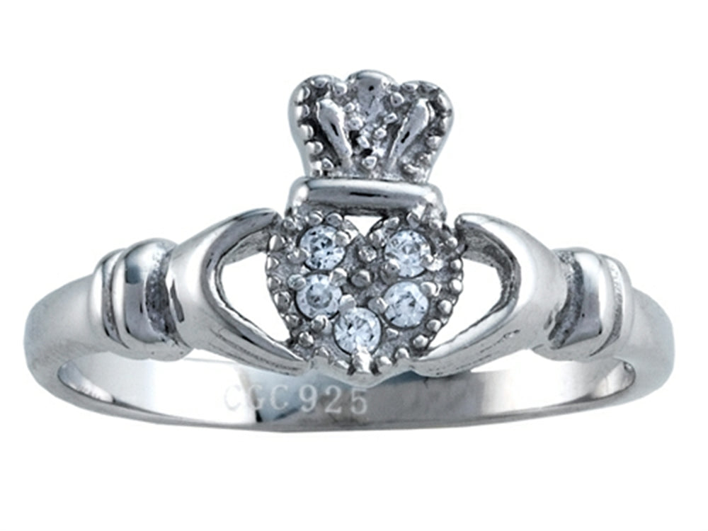 Finejewelers 925 Sterling Silver Claddagh Ring with Cubic Zirconia (CZ)