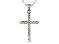 Finejewelers 925 Sterling Silver Rhodium Medium Bright Cut Mesh Cross Pendant Necklace Chain Included