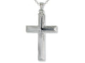 Finejewelers 925 Sterling Silver Rhodium Large Stepped Cross Pendant Necklace Chain Included