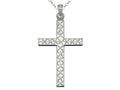 Finejewelers 925 Sterling Silver Rhodium Large Bright Cut Cross Pendant Necklace Chain Included
