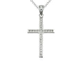 Finejewelers 925 Sterling Silver Rhodium 32x16 mm Bright Cut Cross Pendant Necklace Chain Included