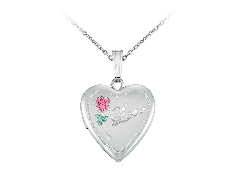 Finejewelers Sterling Silver 16mm Heart Love Locket, 16-18 Inch Adjustable Box Chain