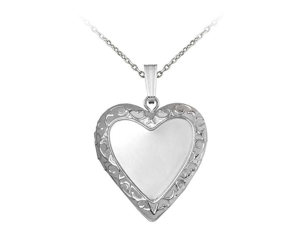 Finejewelers Sterling Silver 20mm Heart Locket, 16-18 Inch Adjustable Box Chain