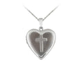 Finejewelers Sterling Silver 20mm Heart Cross Locket, 16-18 Inch Adjustable Box Chain