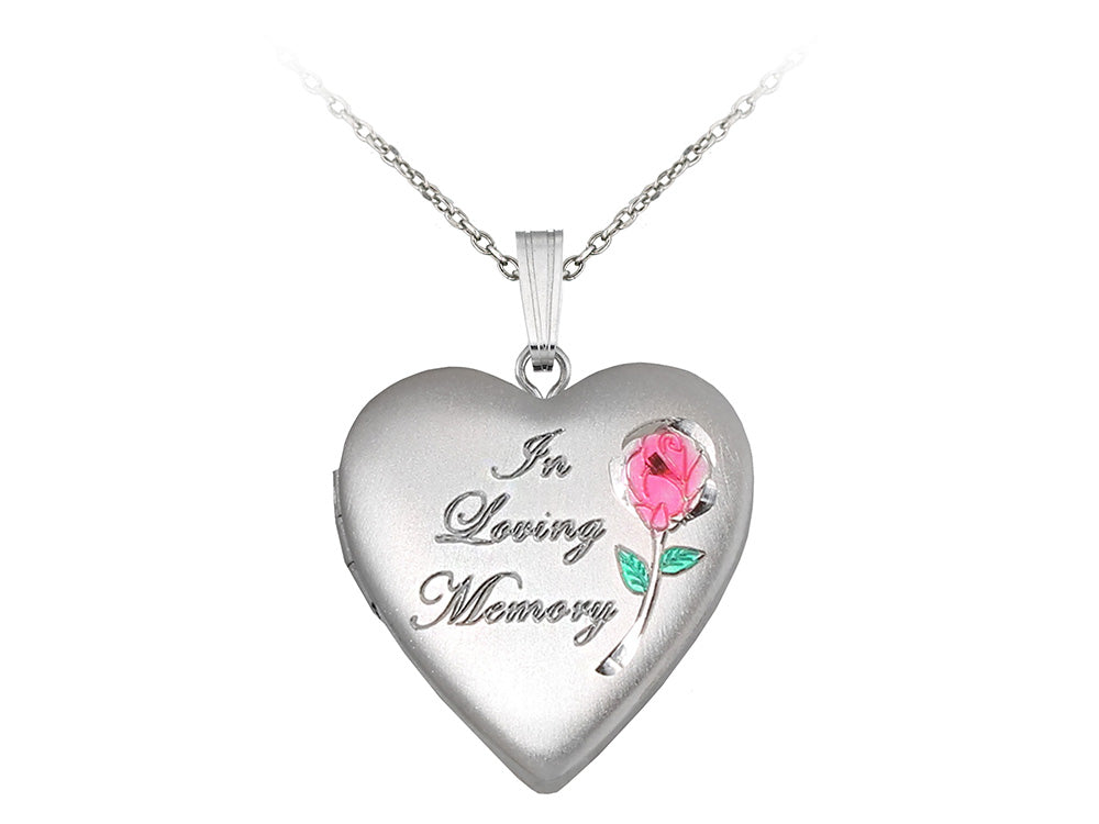 Finejewelers Sterling Silver 20mm Heart In Loving Memory Cremation Locket 16-18 Inch Adjustable Box Chain
