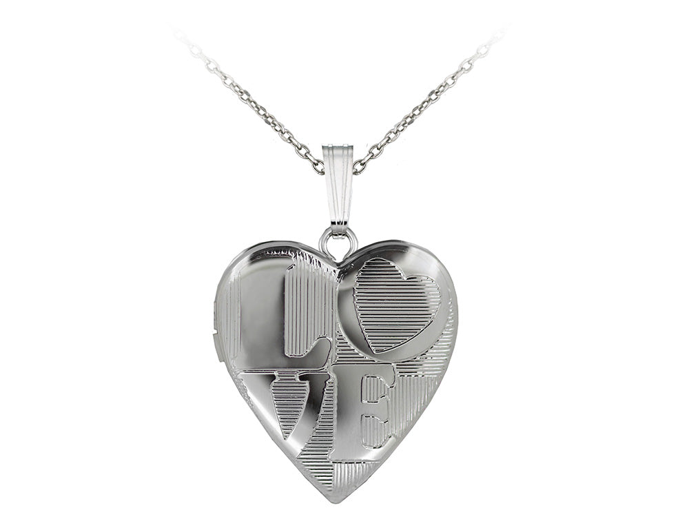 Finejewelers Sterling Silver 20mm Heart Love Locket, 16-18 Inch Adjustable Box Chain