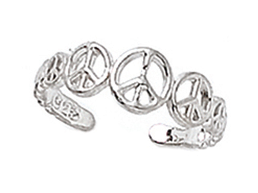 Finejewelers Sterling Silver Rhodium Finish Toe Ring Peace Signs