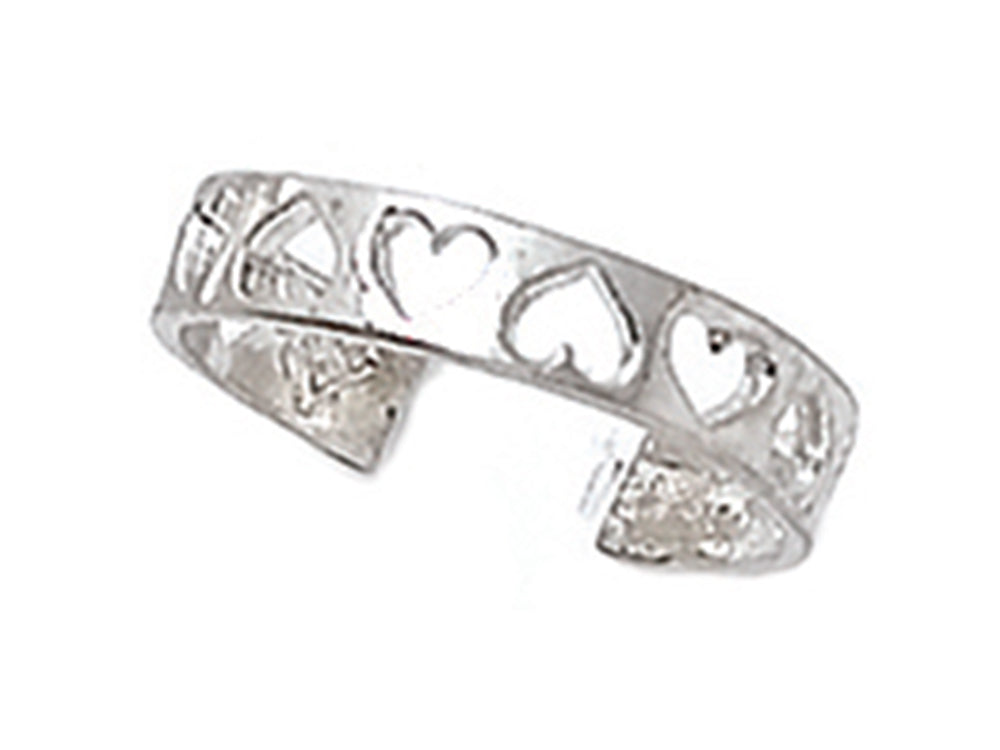 Finejewelers Sterling Silver Rhodium Finish Toe Ring Cutout Hearts
