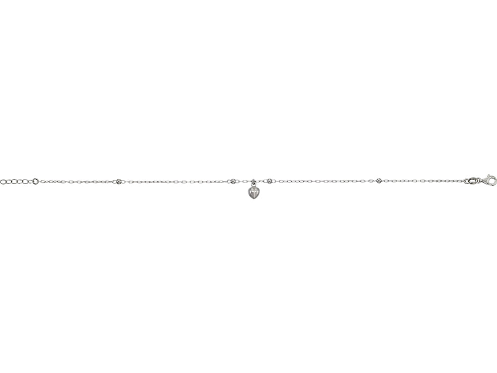 Finejewelers 9 To 10 Inch Adjustable Sterling Silver Rhodium Finish Anklet With Heart Made In Italy