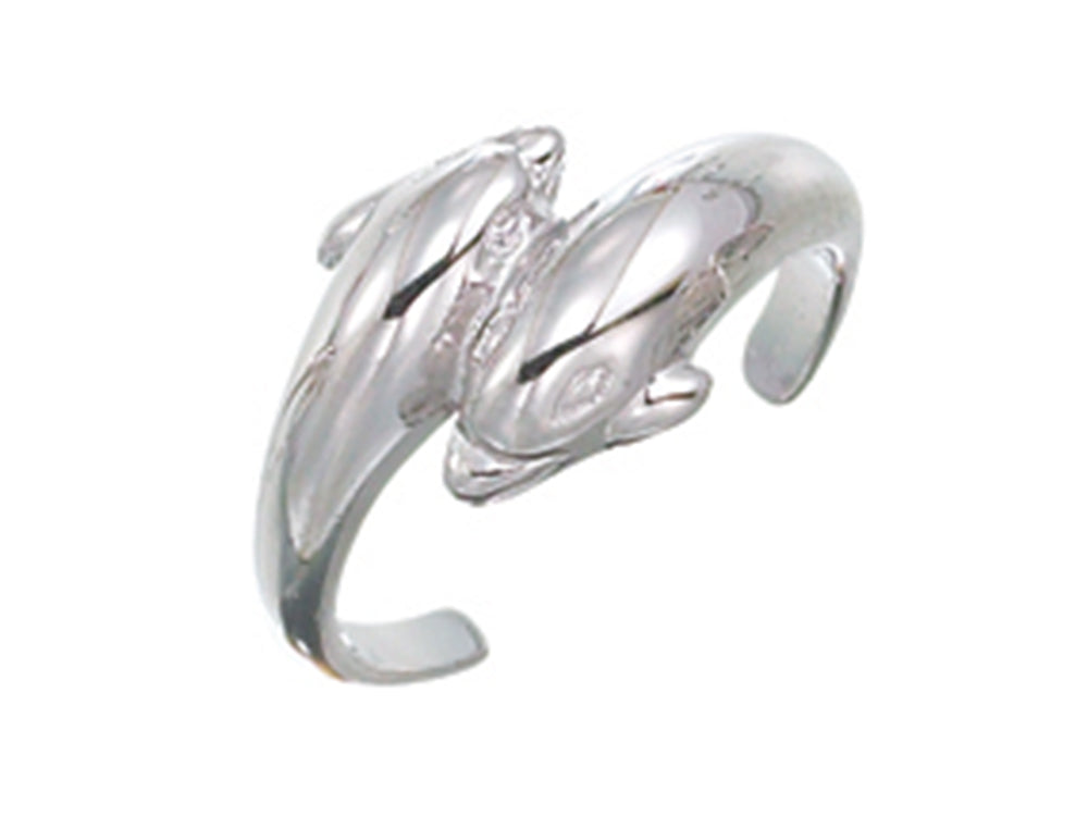 Finejewelers Sterling Silver Rhodium Finish Double Dolphin Toe Ring