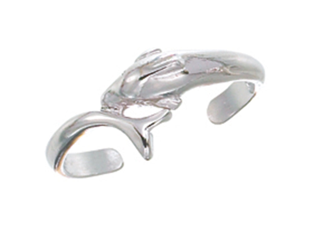 Finejewelers Sterling Silver Rhodium Finish Bypass Dolphin Toe Ring