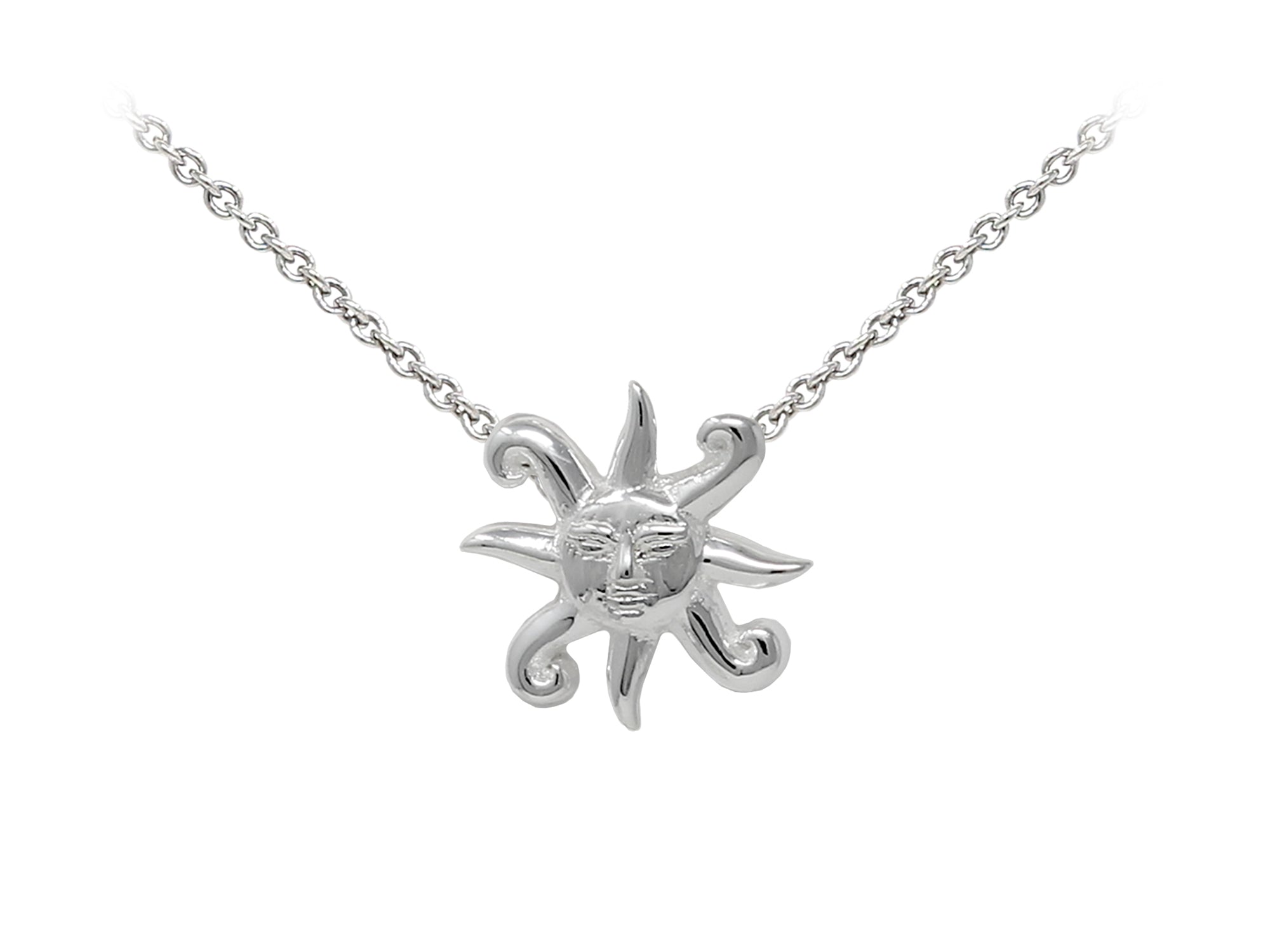 Wind And Fire Sun With Face Dainty Pendant Necklace With 18 Inch Adjustable Chain