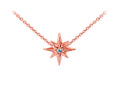 Wind And Fire Rose Tone North Star with Crystal Dainty Pendant Necklace With 18 Inch Adjustable Chain