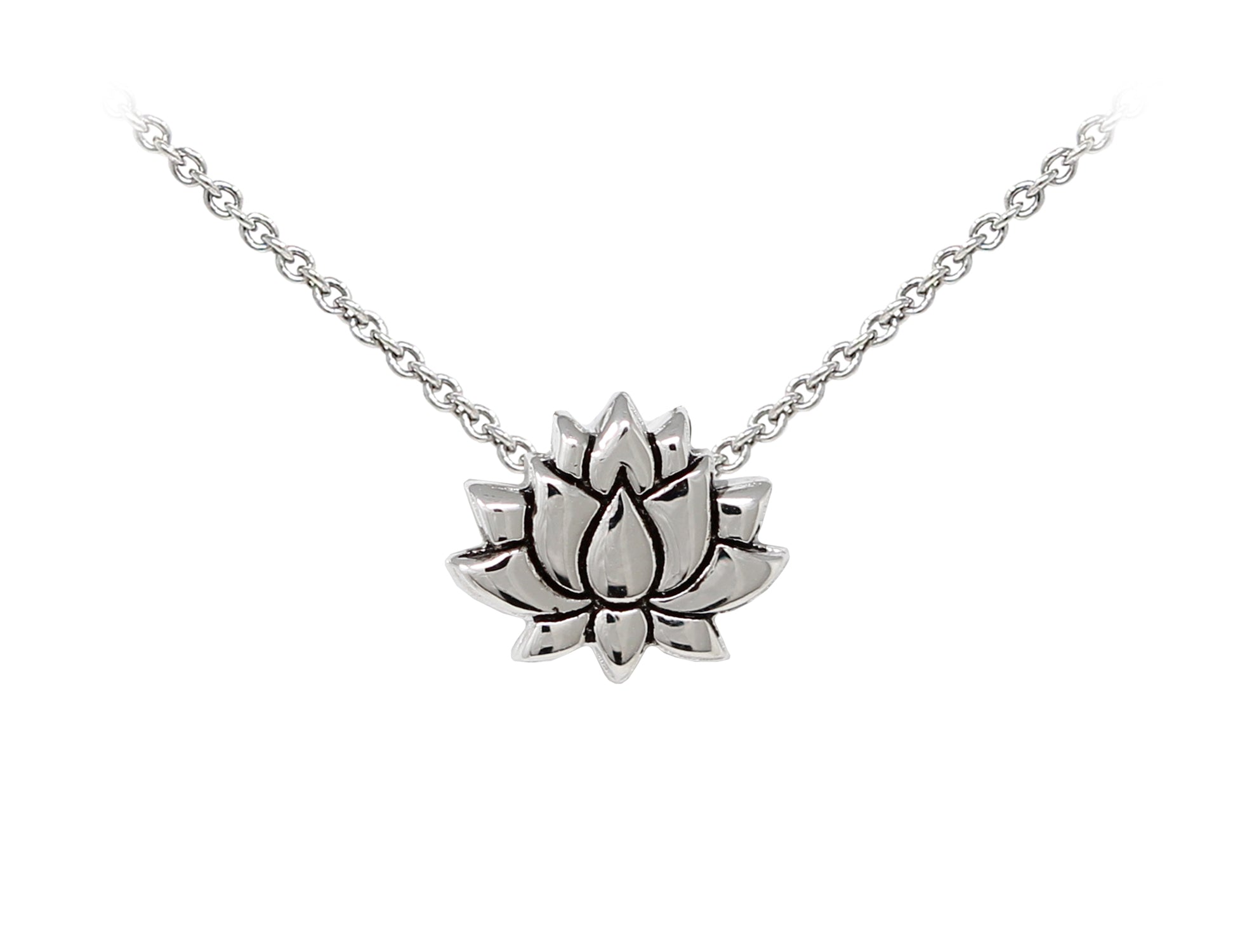 Wind And Fire Lotus Flower Dainty Pendant Necklace With 18 Inch Adjustable Chain