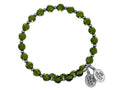 Wind and Fire Crystal Wrap Bracelet With Silver Tone Spacers, Olive Green Colored Austrian Crystals