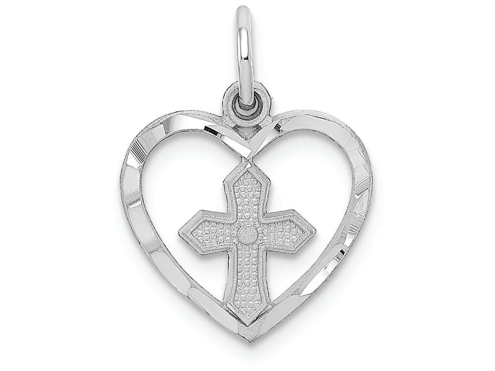 FJC Finejewelers 14k White Gold Cross In Heart Charm