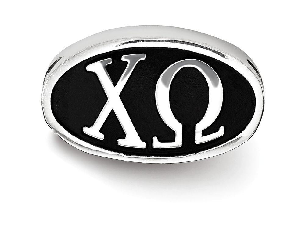 LogoArt Sterling Silver 15.25mm Chi Omega Oval Letters Bead Charm