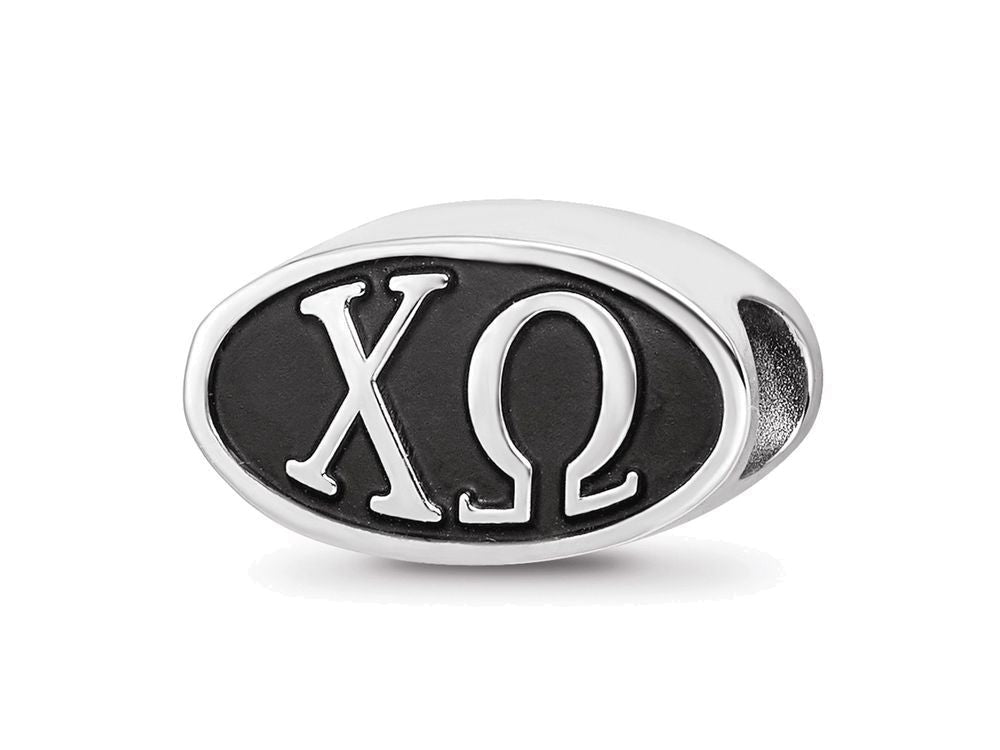 LogoArt Sterling Silver 15.25mm Chi Omega Oval Letters Bead Charm