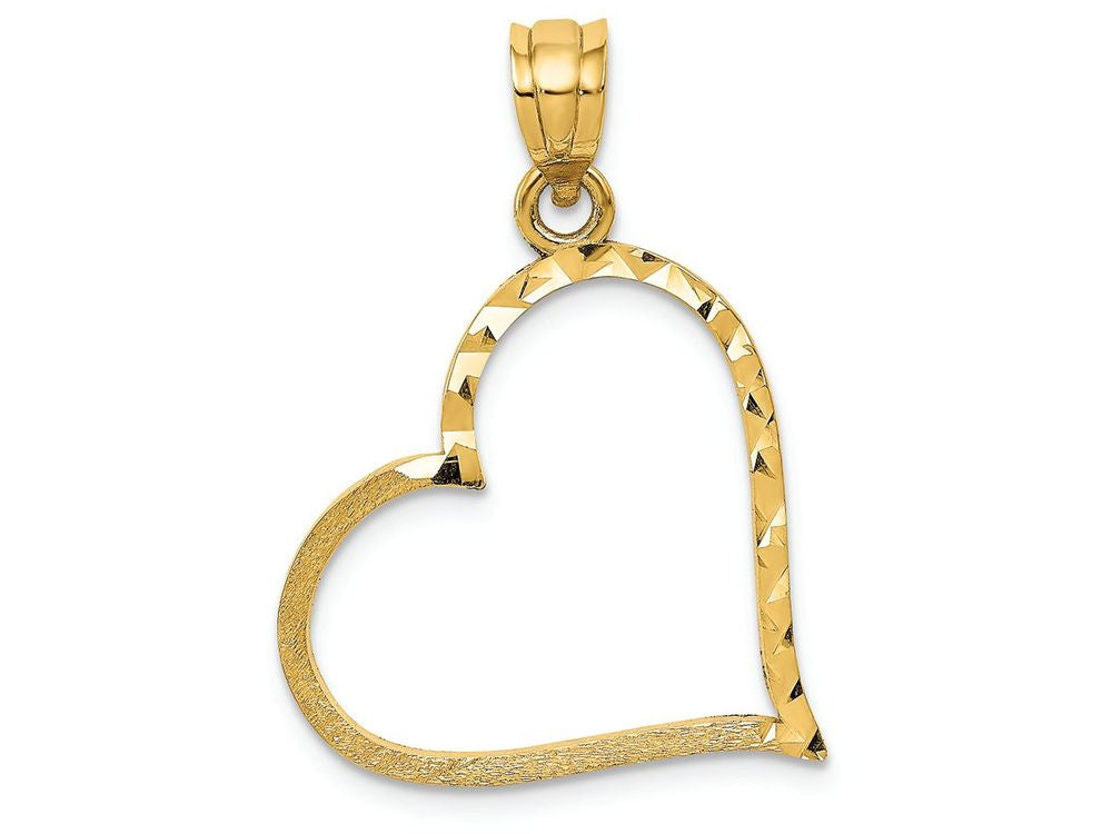 FJC Finejewelers 14k Yellow Gold Solid Satin Bright Cut Small Reversible Heart Charm