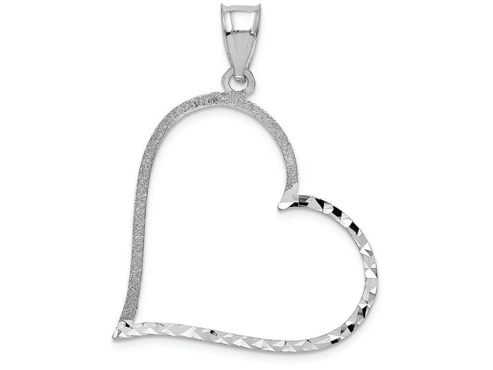 FJC Finejewelers 14k White Gold Solid Bright Cut Large Reversible Heart Charm