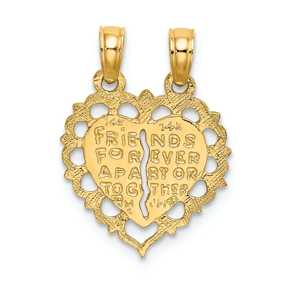 FJC Finejewelers 14k Yellow Gold Polished Best Friend 2 Piece Break-apart Heart Charm