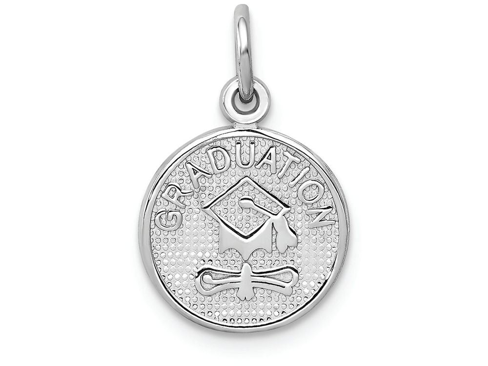 FJC Finejewelers 14k White Gold Polished Graduation Disc Charm