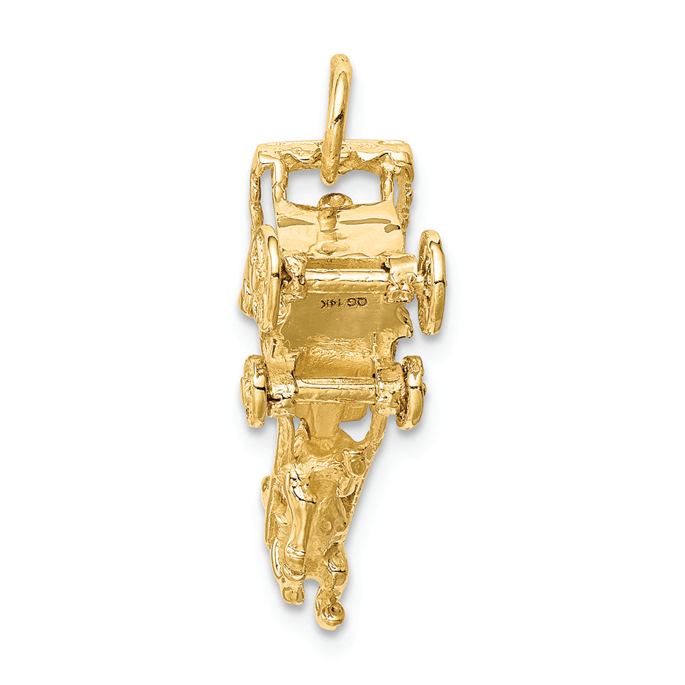 FJC Finejewelers 14k Yellow Gold Solid Polished 3d Horse Carriage Charm