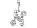 FJC Finejewelers 14k White Gold Solid Polished Filigree Initial N Charm
