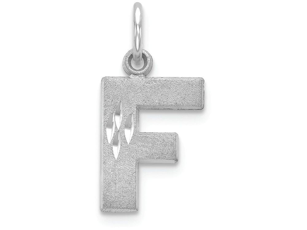 FJC Finejewelers 14k White Gold Solid Satin Bright-cut Initial F Charm