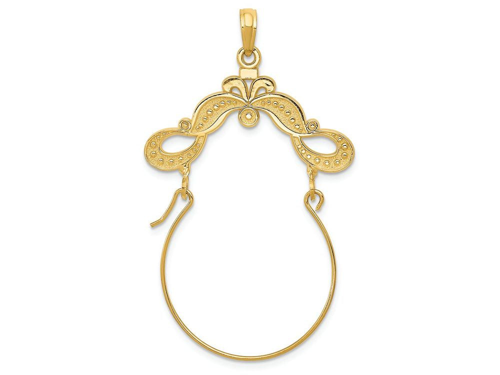 FJC Finejewelers 14k Yellow Gold Polished Ribbon Decorated Charm Holder