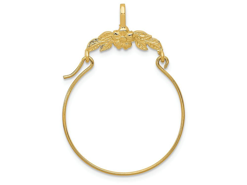 FJC Finejewelers 14k Yellow Gold Polished Floral Charm Holder