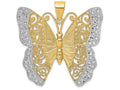 FJC Finejewelers 14k Yellow Gold with Rhodium Solid Polished Bright Cut Filigree Butterfly Charm