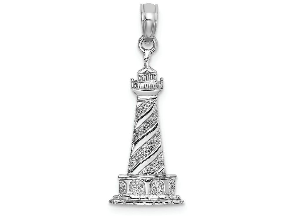 FJC Finejewelers 14k White Gold White Cape Hatteras Lighthouse Charm