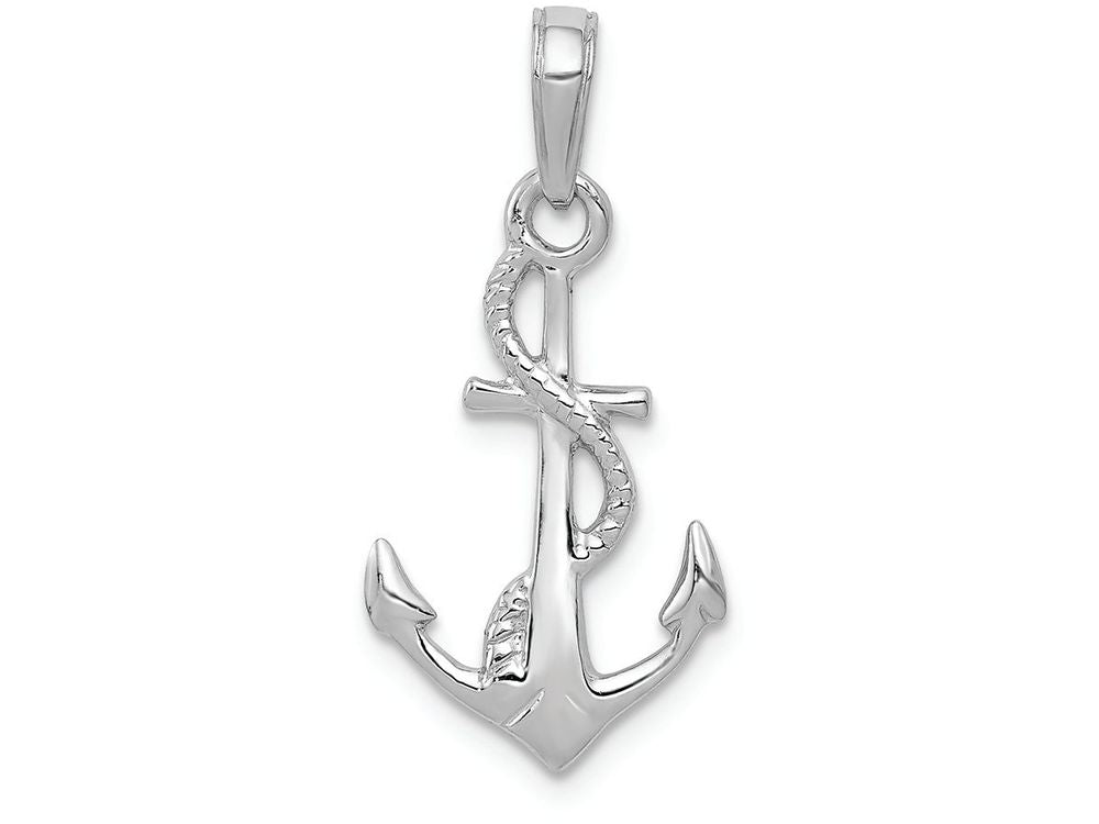 FJC Finejewelers 14k White Gold White 3d Anchor with Rope Polish Charm