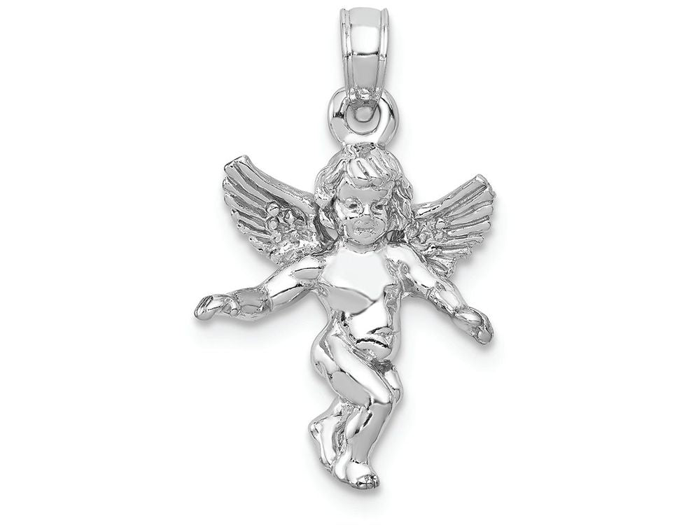 FJC Finejewelers 14k White Gold 3d Guardian Angel Charm