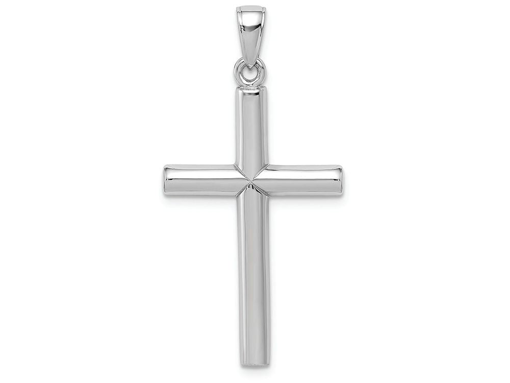FJC Finejewelers 14k White Gold Stick Style Cross with Beveled Front Charm