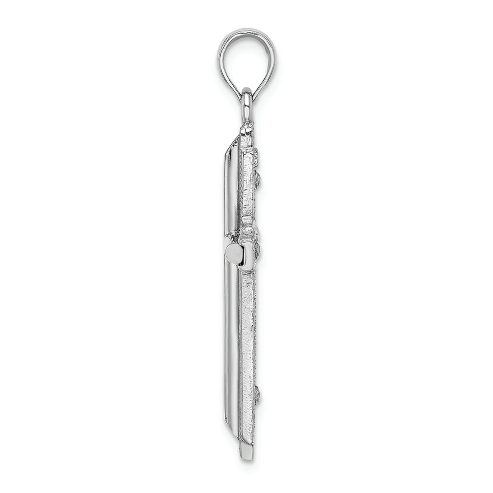 FJC Finejewelers 14k White Gold Cylinder Cross On Beaded Trim Frame Charm