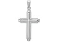 FJC Finejewelers 14k White Gold Cylinder Cross On Beaded Trim Frame Charm