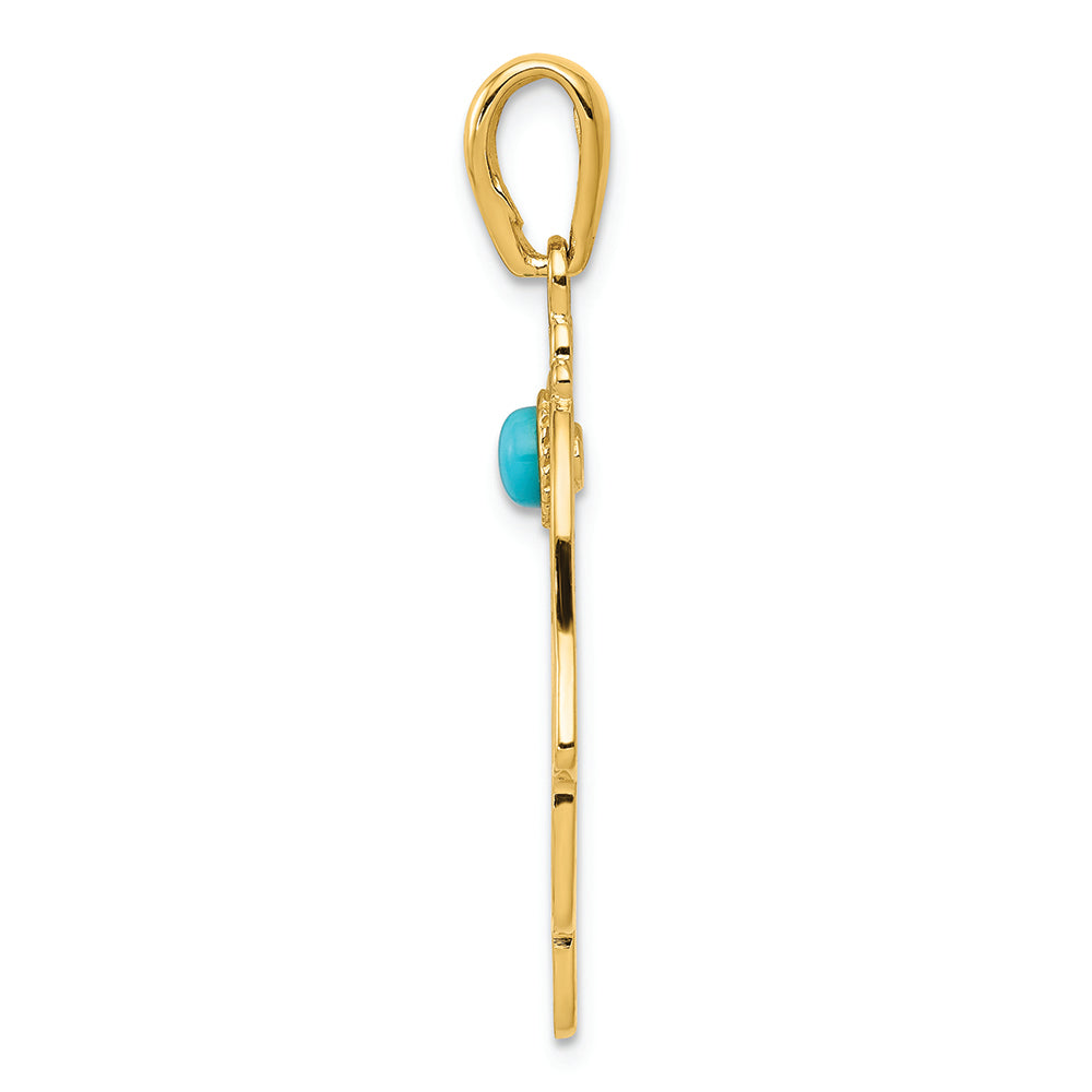 FJC Finejewelers 14k Yellow Gold Turquoise Filigree Chamseh Charm