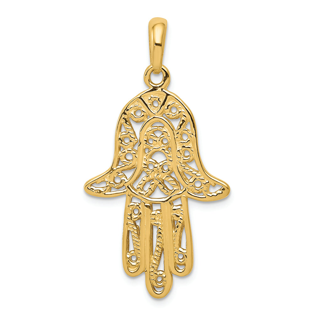 FJC Finejewelers 14k Yellow Gold Filigree Chamseh Charm