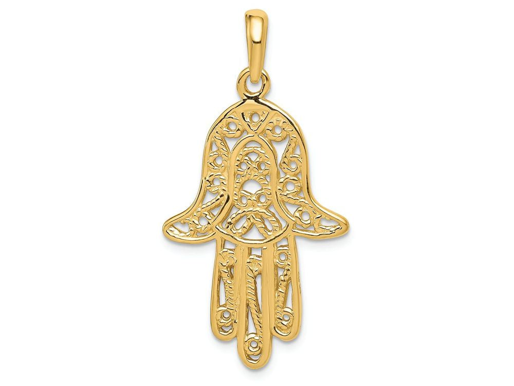 FJC Finejewelers 14k Yellow Gold Filigree Chamseh Charm