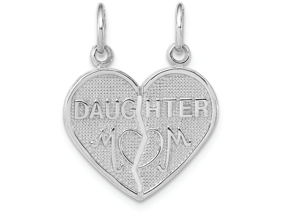 FJC Finejewelers 14k White Gold Daughtermom 2 Piece Heart Charm