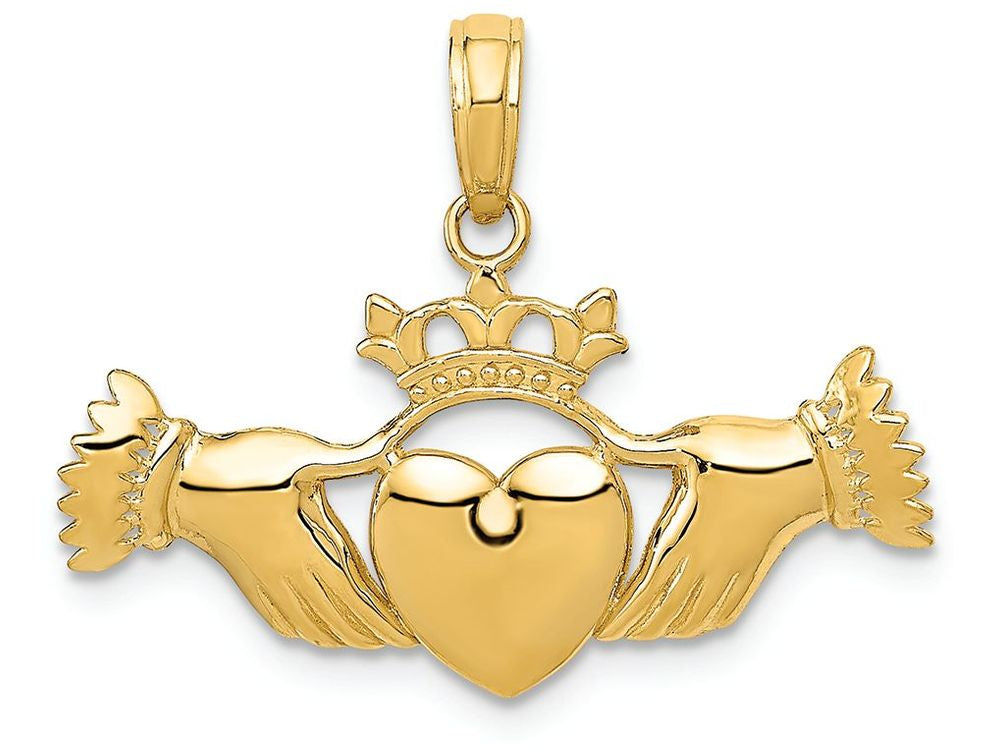 FJC Finejewelers 14k Yellow Gold Solid Polished Flat-backed Claddagh Charm