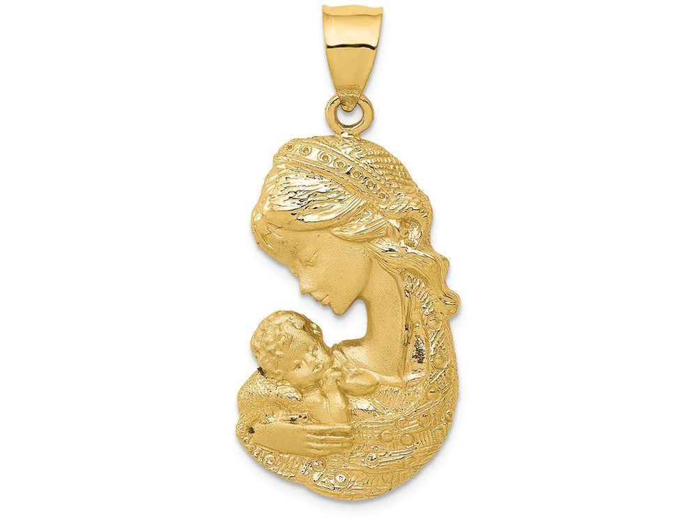 FJC Finejewelers 14k Yellow Gold Solid Satin Polished Mother Holding Child Charm