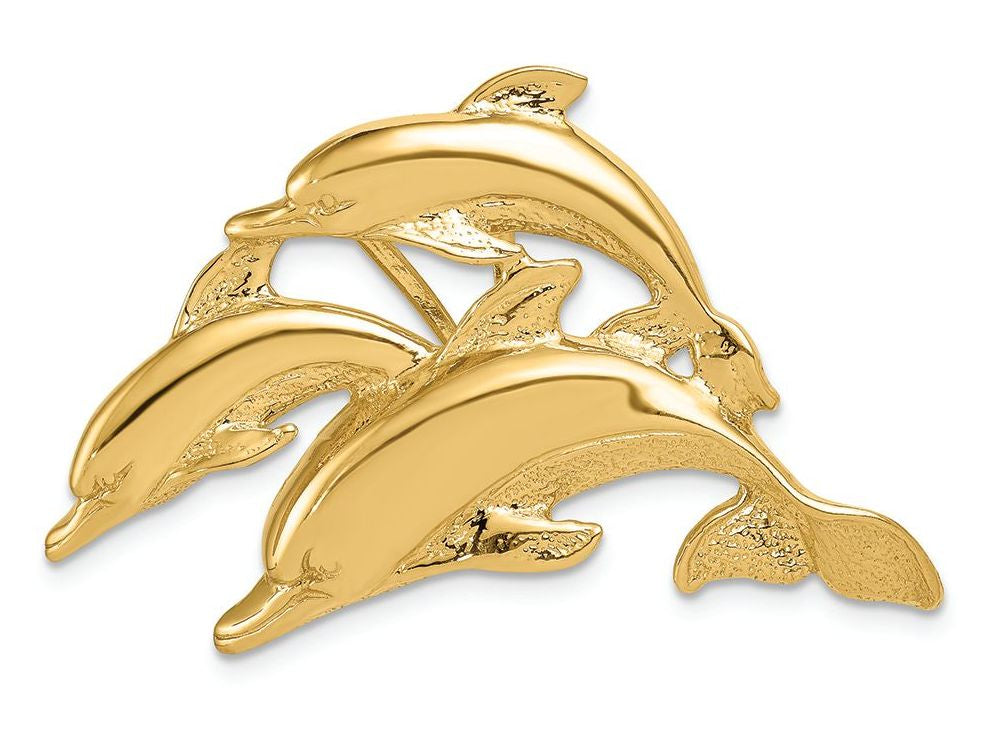 FJC Finejewelers 14k Yellow Gold Triple Dolphin Slide Charm