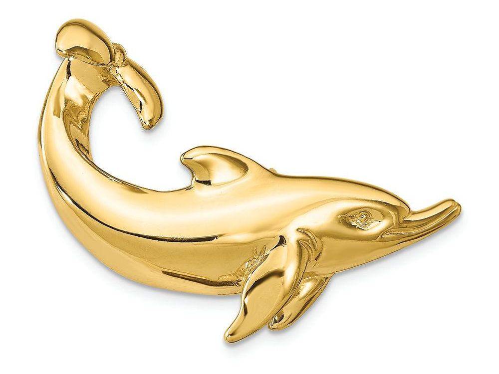 FJC Finejewelers 14k Yellow Gold Dolphin with Tail Up Slide Charm